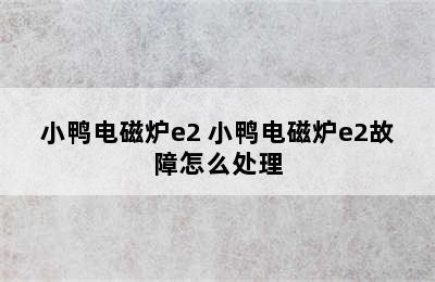 小鸭电磁炉e2 小鸭电磁炉e2故障怎么处理